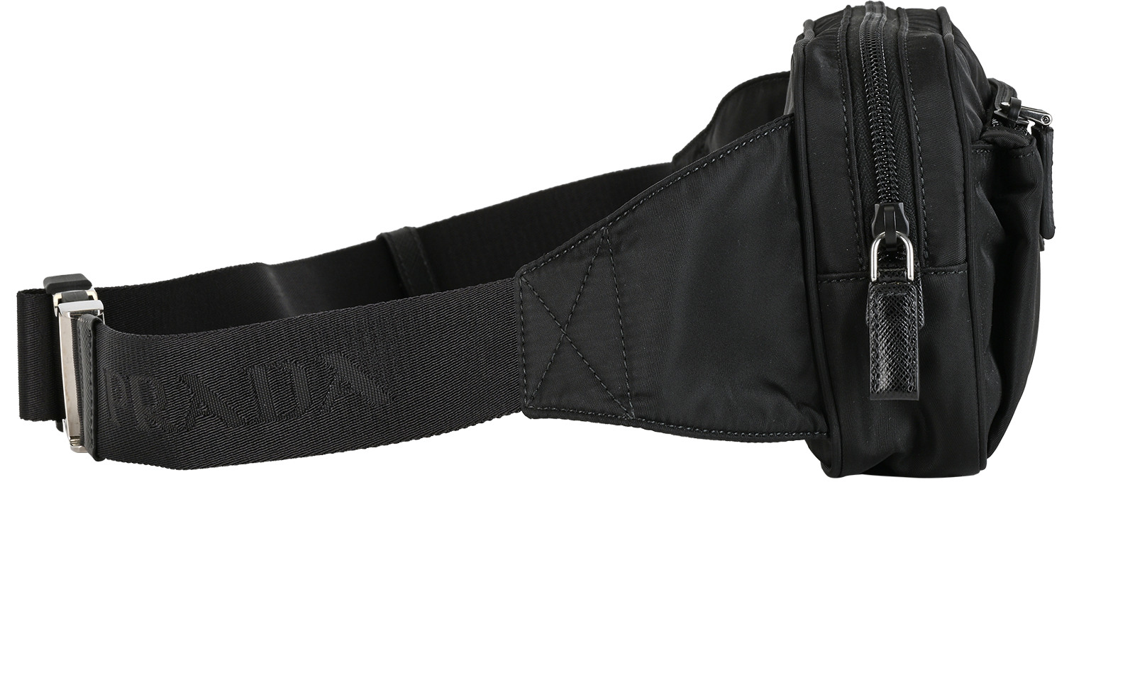 Re-Nylon Belt Bag, &pound;495, Handbags, Black, Leather/Nylon, Side view